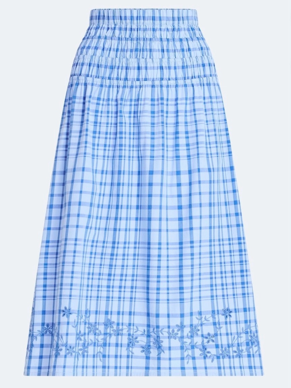 Free Assembly Embroidered Cotton Maxi Skirt with Smocked Waist Various Sizes NEW